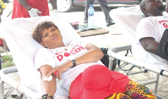 Some members of the Knights of St John International donating blood at the Korle Bu Blood Bank Knights of St John organises blood donation exercise