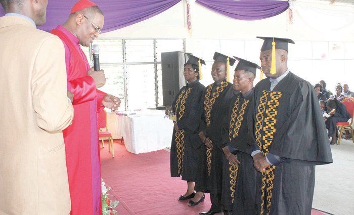  Bishop Grant with the ordained ministers  of the Throne of Heaven Ministry, Rev. Pamela Acquah Dzoboku, Rev. Walter Bula Mottey, Rev. Michael Bedjrah and Rev. George Boakye. Picture:  Caroline Boateng