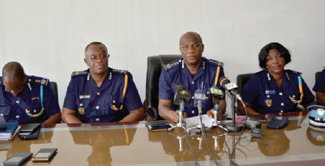 Mr Confidence Nyadzi (2nd right) flanked by his deputies, Mr Felix Mate-Kodjo and Mrs Molley Awadzi, at the press conference Mr Confidence Nyadzi (2nd right) flanked by his deputies, Mr Felix Mate-Kodjo and Mrs Molley Awadzi, at the press conference