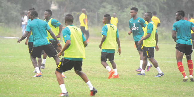 Black Stars players traioning at the St Thomas Aquinas Senior High School Black Stars begin training
