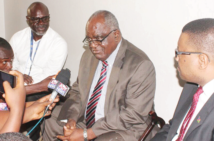  Mr Hifikepunye Pohamba, head of the AU Election Observation Mission speaking to journalists on his arrival. Picture: NII MARTEY M. BOTCHWAY