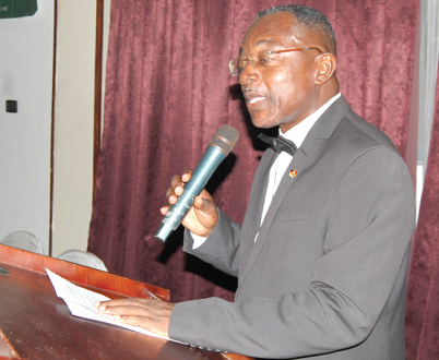 Mr Stephen Antwi, addressing members of the GGEA at the end-of-year dinner