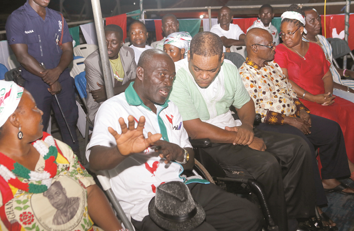 Lawyer Nana Abakah (2nd left), aspiring MP for Kwesimintsim Constituency, interacting with Mr Ivor Kobina Greenstreet (3rd right), flag bearer of the CPP, during the rally at Kwesimintsim in the Western Region. Picture: EMMANUEL ASAMOAH ADDAI Lawyer Nana Abakah (2nd left), aspiring MP for Kwesimintsim Constituency, interacting with Mr Ivor Kobina Greenstreet (3rd right), flag bearer of the CPP, during the rally at Kwesimintsim in the Western Region. Picture: EMMANUEL ASAMOAH ADDAI