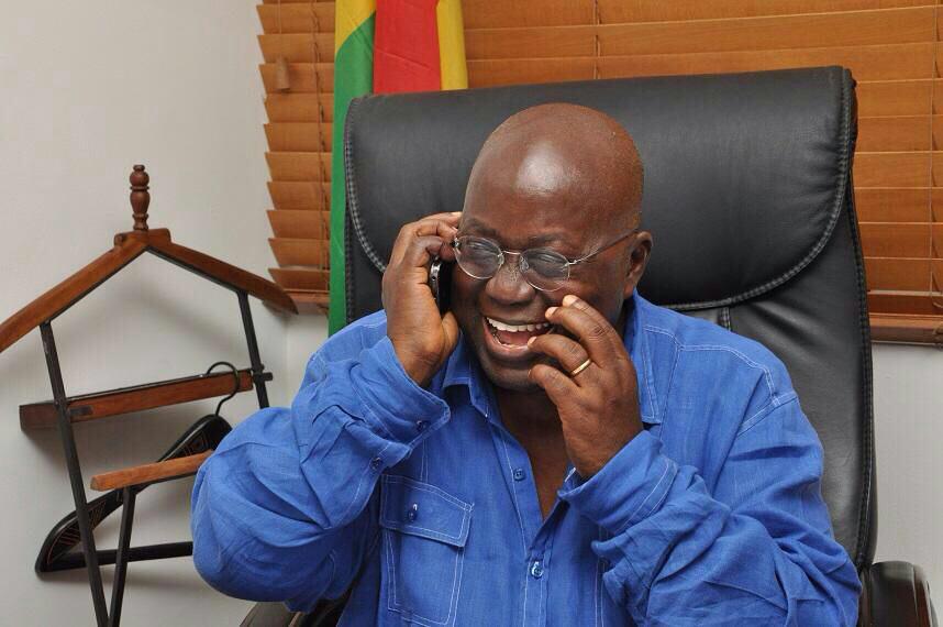 Nana Addo speaking to President Mahama on telephone