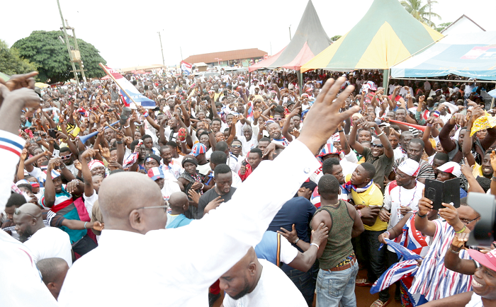 Nana Akufo-Addo acknowledging cheers from the NPP supporters. Nana Akufo-Addo acknowledging cheers from the NPP supporters.