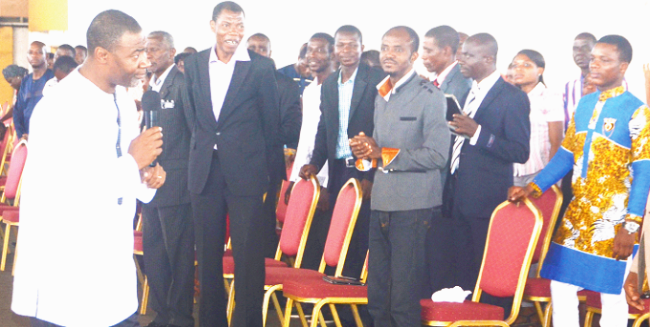 Dr Lawrence Tetteh addressing the pastors Democracy does not mean war — Dr Tetteh