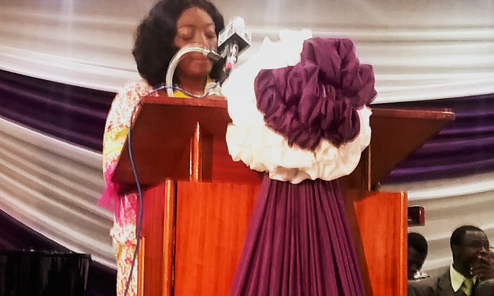 The Founder and President of Ambassadors of the Cross, Rev. Dr Gifty Lamptey, speaking at the opening of the summit The Founder and President of Ambassadors of the Cross, Rev. Dr Gifty Lamptey, speaking at the opening of the summit