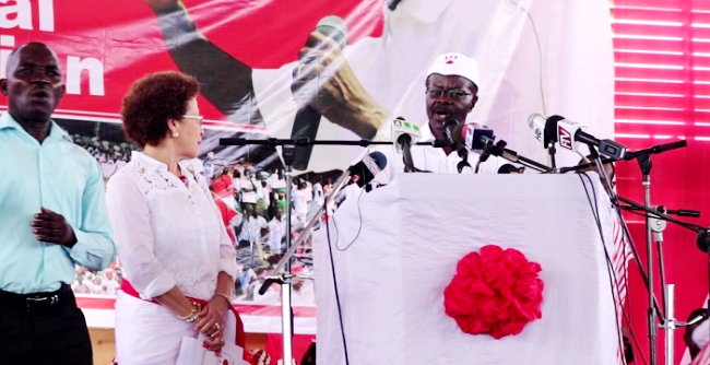 Dr Papa Kwesi Ndoum addressing party faithfuls and loyalties Dr Nduom endorsed as PPP flag bearer