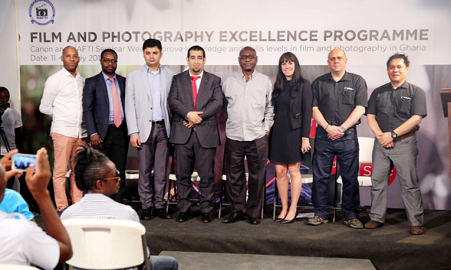 Prof. Linus Abraham (4th right), rector of NAFTI, with representatives of canon central and north Africa (NAFTI) for the camera to depict the partnership agreement signed by NAFTI and CCNA Prof. Linus Abraham (4th right), rector of NAFTI, with representatives of canon central and north Africa (NAFTI) for the camera to depict the partnership agreement signed by NAFTI and CCNA