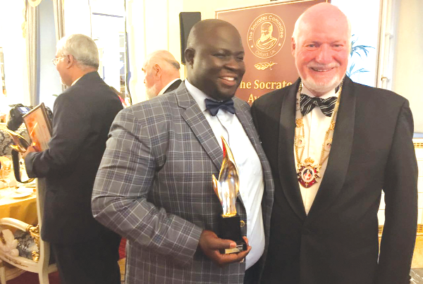 Prof. John Netting (right), Director General of the European Business Assembly, with Mr Kafui Amega after the awards ceremony Prof. John Netting (right), Director General of the European Business Assembly, with Mr Kafui Amega after the awards ceremony