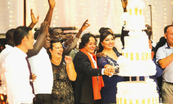 Executive members and staff of Safaribet cutting the cake to mark the anniversary SAFARIBET celebrates fourth anniversary