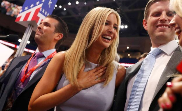 Mr Trump's adult children led the New York delegation at the convention Trump seals Republican nomination