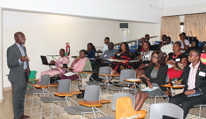 Dr Kwadwo Appiagyei-Atua, Senior Lecturer at the School of Law, University of Ghana, interacting with participants in the workshop. Picture: MAXWELL OCLOO Dr Kwadwo Appiagyei-Atua, Senior Lecturer at the School of Law, University of Ghana, interacting with participants in the workshop. Picture: MAXWELL OCLOO