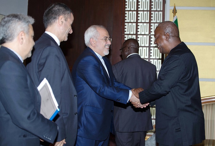 President John Dramani Mahama welcoming Mr Mohammed Javad Zarif and his team to the Flagstaff House President John Dramani Mahama welcoming Mr Mohammed Javad Zarif and his team to the Flagstaff House