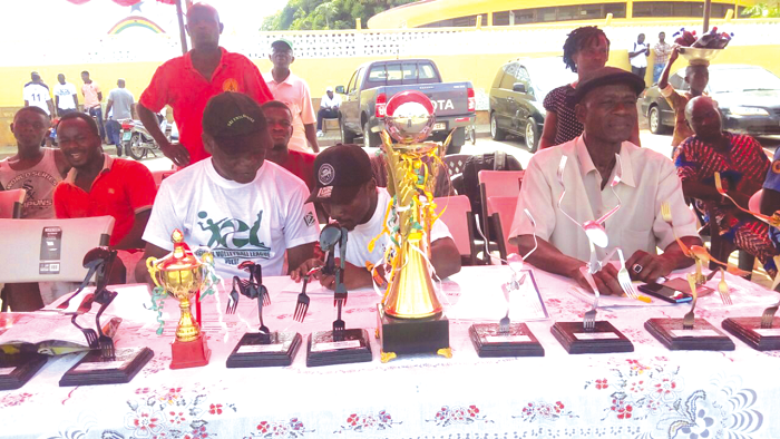 Mr Paul Atchoe (right) and Johnson Ablorde (left), Chairman of Volta Region volleyball, at the high table Mr Paul Atchoe (right) and Johnson Ablorde (left), Chairman of Volta Region volleyball, at the high table