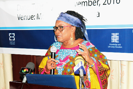 Dr Yaa Dartey (inset), Board Member of the National Media Commission, speaking at the function. Dr Yaa Dartey (inset), Board Member of the National Media Commission, speaking at the function.