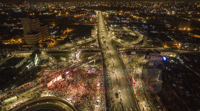 The interchange at the time it was inaugurated by  President Mahama at sunset yesterday. Picture : Douglas Anane Frimpong
