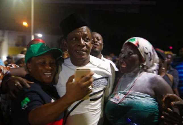 Nkem Owoh at the commissioning of the Kwame Nkrumah Interchange