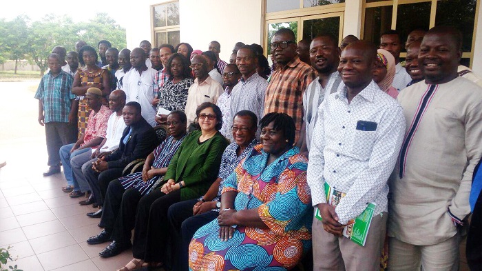 A group picture of the participants after the opening ceremony. Seated 3rd left (in suit) is Prof. Israel Dzormeku, Dean of Students, UDS, and Madam Radhika Lal, the Country’s Economic Advisor of the UNDP (3rd right) 