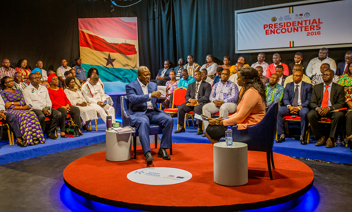 President Mahama explaining a point to the audience at the programme