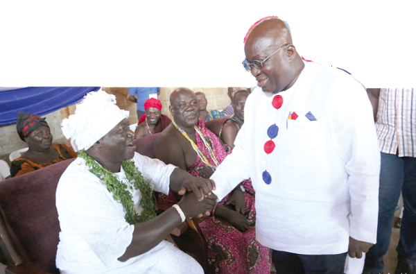 Nana Akufo-Addo greeting the Wulomo of Kpone Nana Akufo-Addo greeting the Wulomo of Kpone