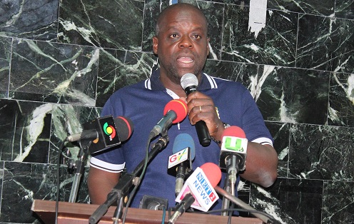 Mr Kobina Beecham addressing the press yesterday. Picture: BENEDICT OBUOBI