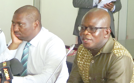 Dr Michael Kpessa Whyte (right) addressing the South African delegation. With him is Mr Buti Manamela (left)