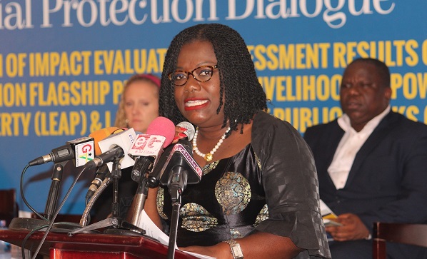 Nana Oye Lithur, the Minister of Gender, Children &amp; Social Protection, speaking at the meeting