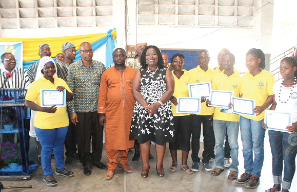 Nana Oye Lithur (6th right), Minister of Gender, Children and Social Protection together with some dignitaries and some of the trainees