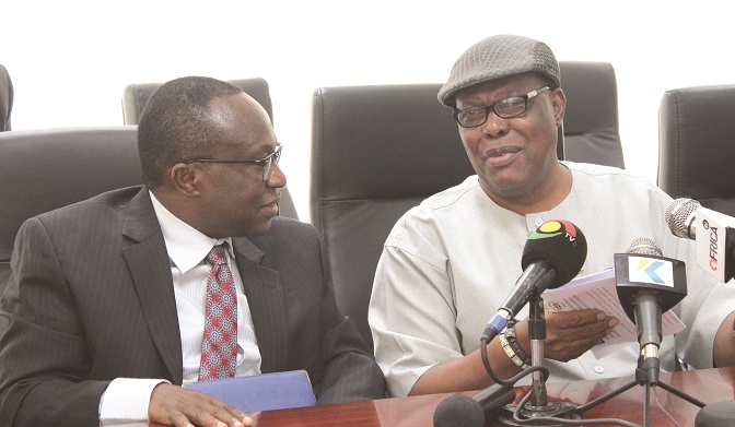 Mr Eugene Baffoe Bonnie (left), Board chairman, N C A, interacting with Mr Kwasi Djan Apenteng (right), Chairman, National Media Commission. Picture: BENEDICT OBUOBI Mr Eugene Baffoe Bonnie (left), Board chairman, N C A, interacting with Mr Kwasi Djan Apenteng (right), Chairman, National Media Commission. Picture: BENEDICT OBUOBI