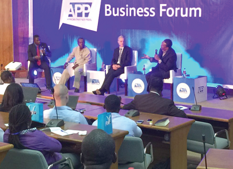 Dr M.C Vasnani (Right) making a point at the forum. With him are Mr Paul Watson and Mr Winfred Tettevi Dr M.C Vasnani (Right) making a point at the forum. With him are Mr Paul Watson and Mr Winfred Tettevi