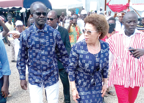 Dr Papa Kwesi Nduom and his wife arriving to inaugurate the factory Dr Papa Kwesi Nduom and his wife arriving to inaugurate the factory