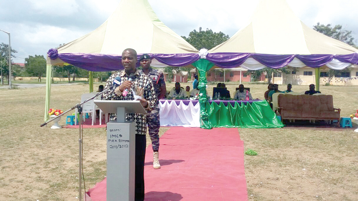  Mr Yeboah addressing the student nurses with other officials of his entourage and schools seated behind him
