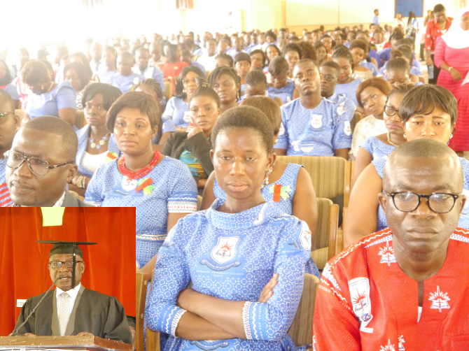 • Prof Asabere-Ameyew addressing the new students Picture: PATRICK DICKSON • Prof Asabere-Ameyew addressing the new students Picture: PATRICK DICKSON