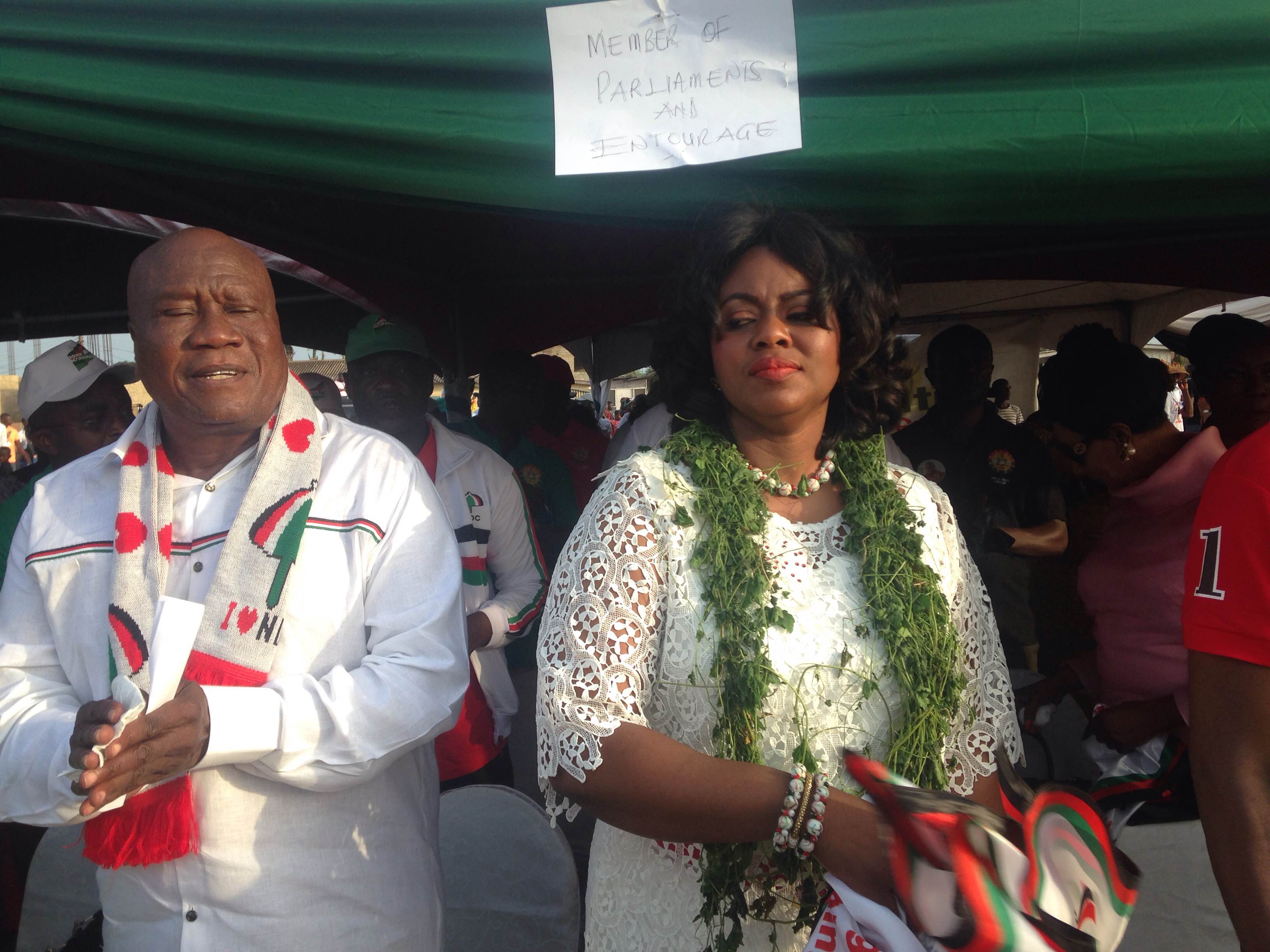 The National Chairman of the NDC, Kofi Portuphy (left) with Mrs Benita Sena Okity-Duah.