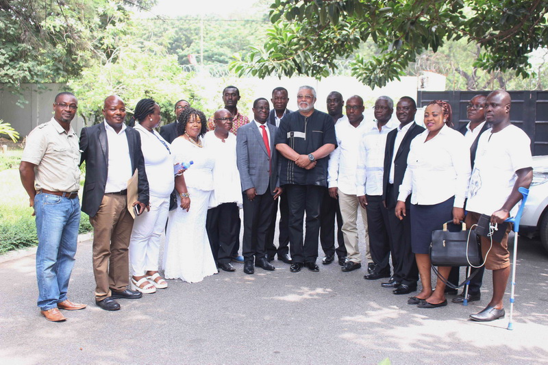 The delegation in a pose with former President Rawlings npp_volta
