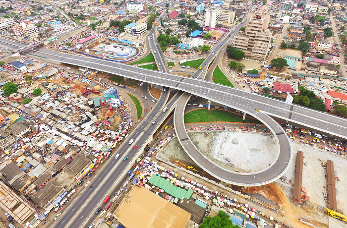 An aerial view of the Kwame Nkrumah Interchange in Accra as of yesterday, October 10, 2016. Picture: Douglas Anane-Frimpong An aerial view of the Kwame Nkrumah Interchange in Accra as of yesterday, October 10, 2016. Picture: Douglas Anane-Frimpong