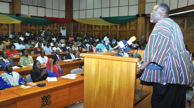 Mr Ekwow Spio-Garbrah, addressing the audience at the launch of the policy Mr Ekwow Spio-Garbrah, addressing the audience at the launch of the policy