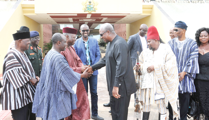 President Mahama interacting with members of the delegation. Among them are Mr Moses Asaga and Dr Edward Mahama of the People’s National Convention (PNC). Picture: EBOW HANSON President Mahama interacting with members of the delegation. Among them are Mr Moses Asaga and Dr Edward Mahama of the People’s National Convention (PNC). Picture: EBOW HANSON