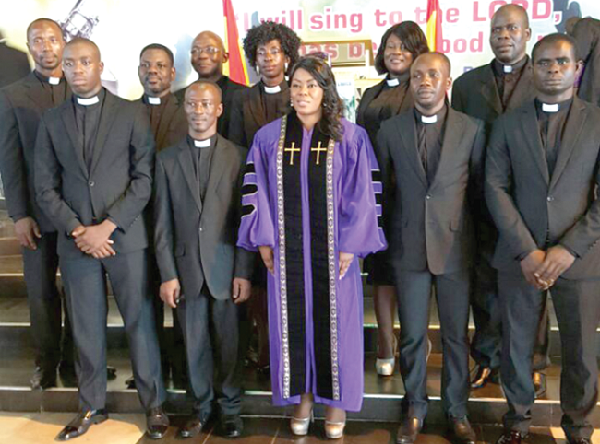 Dr Ellen Oteng (middle front row), founder and president of the Baptist International Theological Seminary, with some newly ordained pastors Dr Ellen Oteng (middle front row), founder and president of the Baptist International Theological Seminary, with some newly ordained pastors