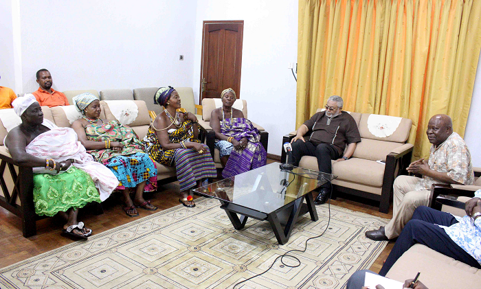 Mamaga Maamele of Klikor (2nd left) explaining a point to Former Presiddent Rawlings Mamaga Maamele of Klikor (2nd left) explaining a point to Former Presiddent Rawlings