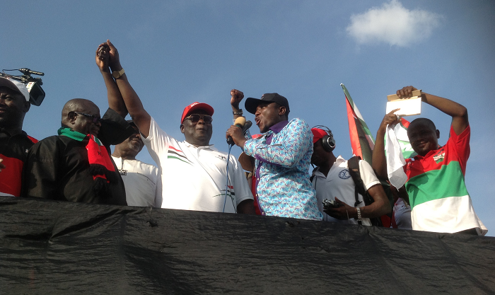  Mark Owen Woyongo (middle) upbeat about his victory during his campaign launch