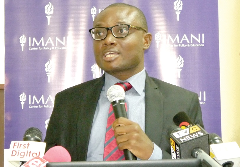 Aboagye Mintah, Business Lead of IMANI, addressing the media at Business Environment Report held in Accra. Picture: PATRICK DICKSON