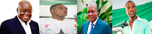 Nana Akufo-Addo (NPP), Ivor Greenstreet (CPP), John Dramani Mahama (NDC) and Jacob Yeboah (Independent candidate) respectively Nana Akufo-Addo (NPP), Ivor Greenstreet (CPP), John Dramani Mahama (NDC) and Jacob Yeboah (Independent candidate) respectively