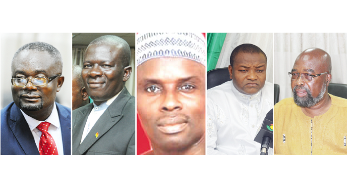From left: Mr Kofi Akpalu — IPP, Dr Nana Agyenim Boateng — UFP, Mr Kwabena Adjei — RPD, Mr Hassan Ayariga — APC, Dr Henry Lartey — GCPP From left: Mr Kofi Akpalu — IPP, Dr Nana Agyenim Boateng — UFP, Mr Kwabena Adjei — RPD, Mr Hassan Ayariga — APC, Dr Henry Lartey — GCPP