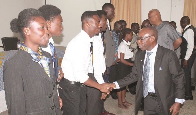 Mr Stephen Yeboah (front right), Chief Actuary of Social Security and National Insurance Trust (SSNIT), Prof Joshua Alabi (middle right), Vice Chancellor of University of Professional Studies (UPSA) exchanging pleasantries with BSc Actuarial Science students during the inauguration. PICTURES: MAXWELL OCLOO Mr Stephen Yeboah (front right), Chief Actuary of Social Security and National Insurance Trust (SSNIT), Prof Joshua Alabi (middle right), Vice Chancellor of University of Professional Studies (UPSA) exchanging pleasantries with BSc Actuarial Science students during the inauguration. PICTURES: MAXWELL OCLOO