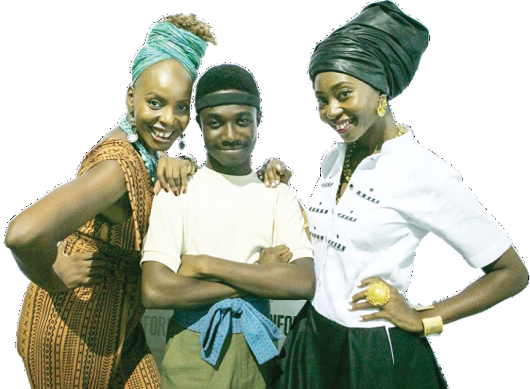 Papa Oppong flanked by Ms Armah (left) and Ms Boateng