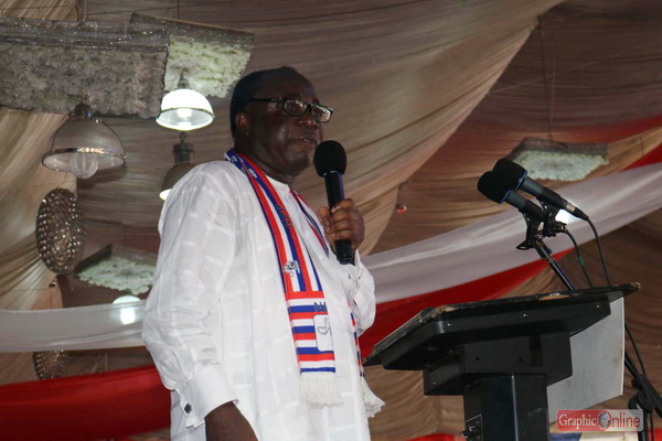 Mr Freddy Blay speaking at the NPP's manifesto launch