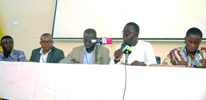 Rashid Kwesi Etuaful, (2nd right), National president of (GRASAG) addressing the press conference. Picture: PATRICK DICKSON Rashid Kwesi Etuaful, (2nd right), National president of (GRASAG) addressing the press conference. Picture: PATRICK DICKSON