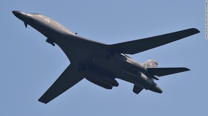 A US B-1B Lancer bomber flies over the Osan Air Base, South Korea, on Tuesday A US B-1B Lancer bomber flies over the Osan Air Base, South Korea, on Tuesday